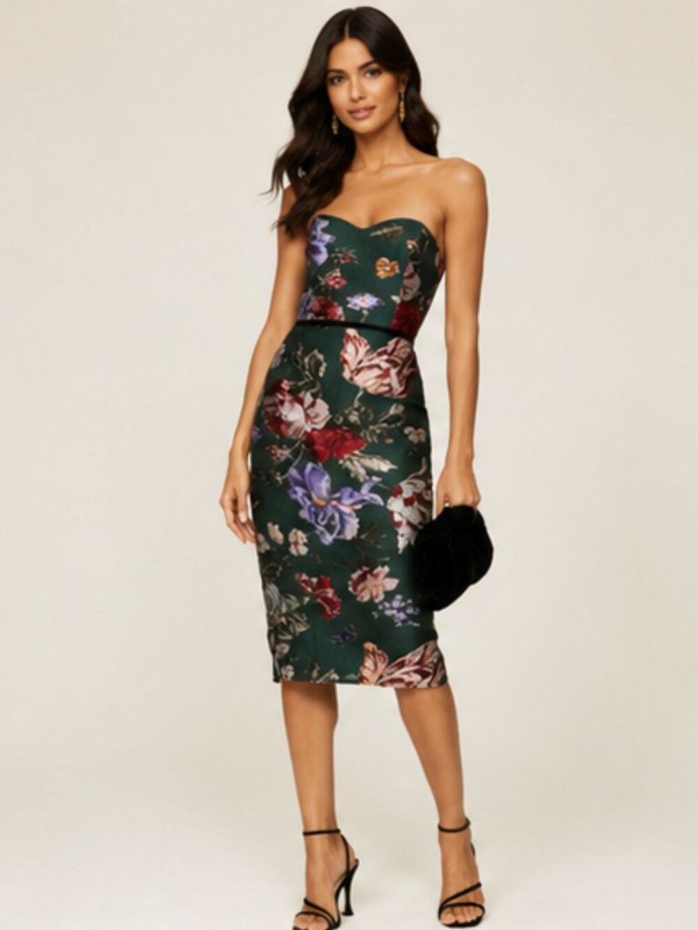 Marchesa Notte Strapless Floral Jacquard Sheath Dress 6